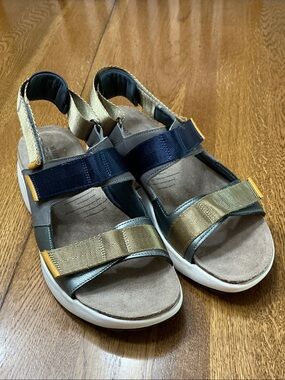 Woman’s Naot Odyssey Velcro strap sandal. Size 41. Suede inner sole. Barely worn